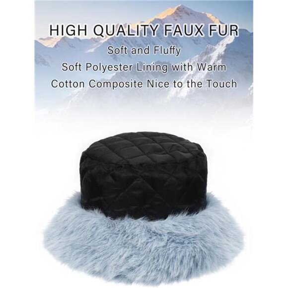 Women\'s Fuzzy Wide Brim Faux Fur Bucket Hat Winter Warmer Fisherman main image 4